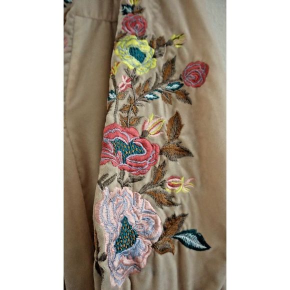 Free People Women's Sz S Beige Split Neck Velvet Embroidered Mia Mini Dress $150 - Picture 5 of 9